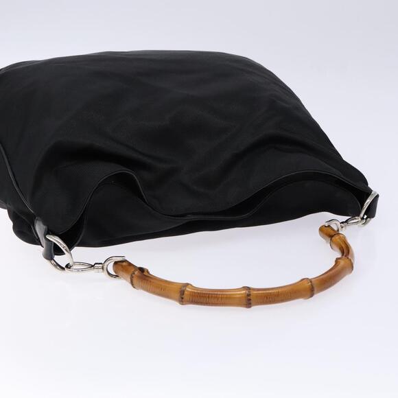 GUCCI Bamboo Shoulder Bag Nylon Black Silver 001 001 - Picture 6 of 13